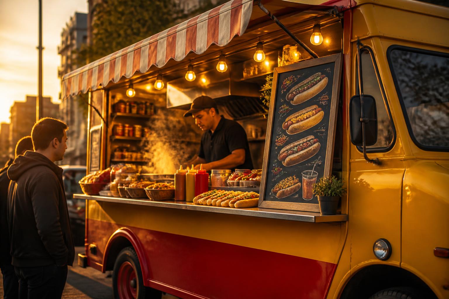 Carro de comida rápida Anto-jos en una tarde dorada